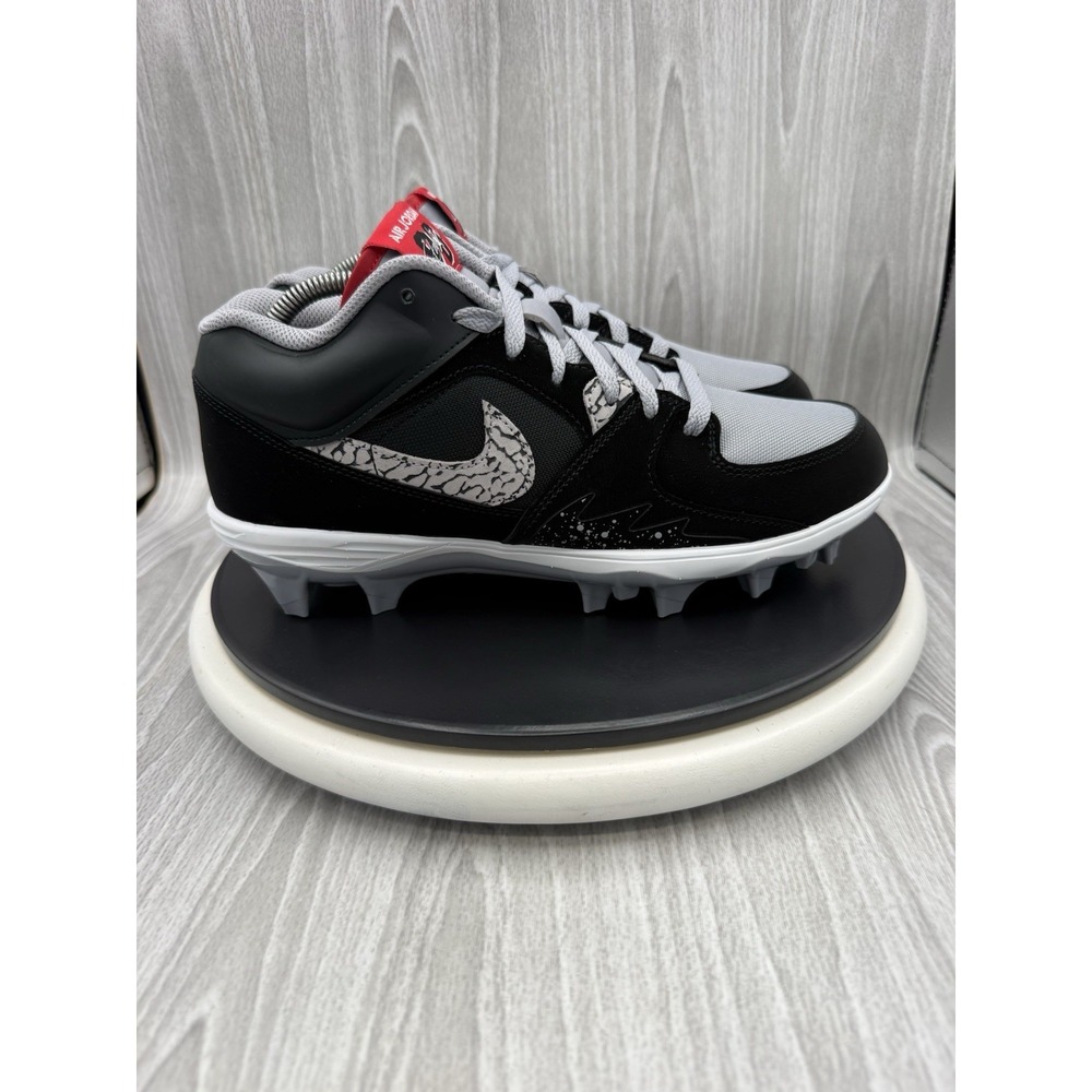 Nike Air Jordan Stadium 90 Mens Sz 10.5 Black Cement Football Cleats HQ0210-060 - Picture 4 of 10